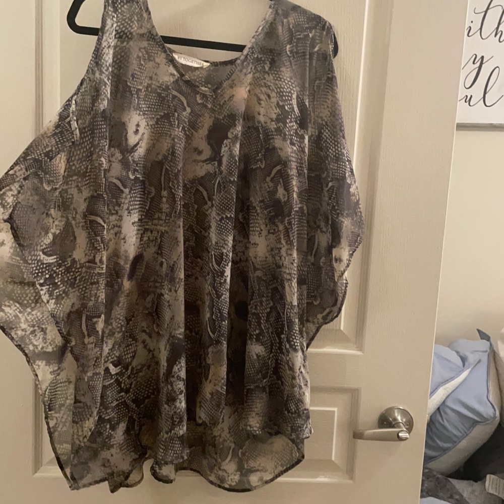 By together oversized snakeskin top